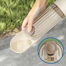 2-in-1 Portable Pet Water Bottle & Food Feeder, 21.5x7.5x7cm, Colorful Button Design for Indoor/Outdoor Use