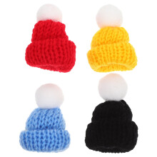 4Pcs Mini Knitting Hats Mini House Hat Decors Small Doll Hats Decorative Mini Hats