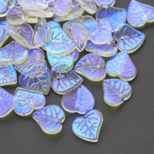 10 perles en verre cristal Aurora en forme de pétales de fleurs, pendentifs et breloques pour bijoux à faire soi-même - 21#Cœur et feuille (15 mm)
