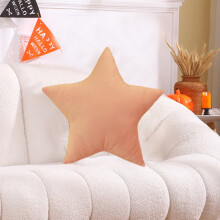 Christmas Star Pillow – Plush Faux Rabbit Fur Floor Cushion, 18"x18", Pink, Xmas Decor for Bed/Couch