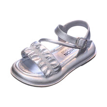 Kleinkinder-Sandalen für Mädchen, Sommer, Glitzer, Schleife, Prinzessinnenkleid, Strandsandalen, Silber, 4-4,5 Jahre