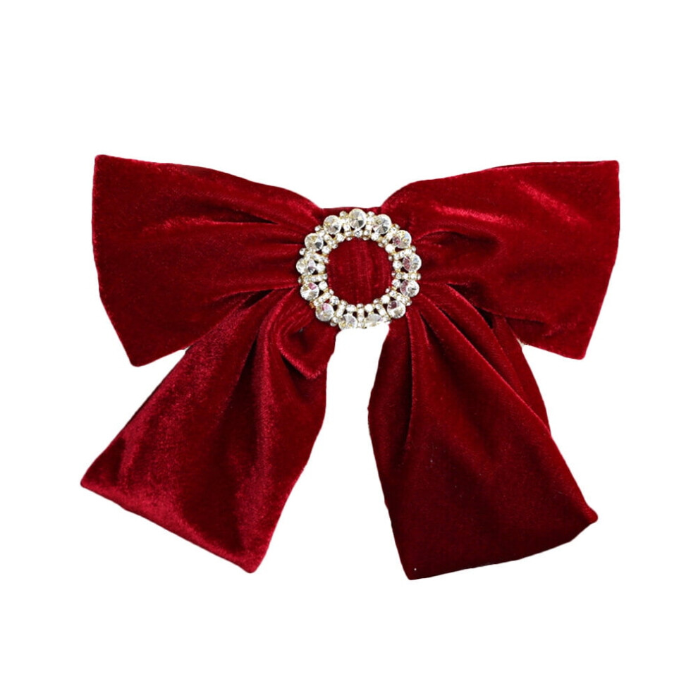 Velvet Bowknot Hairpin Red 4.5 Inches