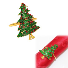 Ronds de serviette de Noël en métal, motif couronne de cerfs, 6 pièces