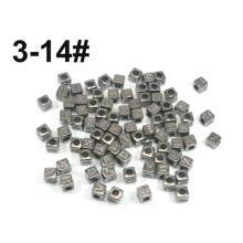 Acryl-Alphabet-Würfel-Ponyperlen, 6 x 6 mm, 250 Stück, Gunmetal