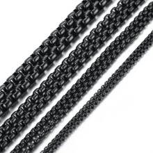 2/3/4/5/7 mm-es Fashion316L rozsdamentes acél Rolo szemű nyaklánc nőknek és férfiaknak - fekete - 5 mm-es - 8 hüvelykes karkötő