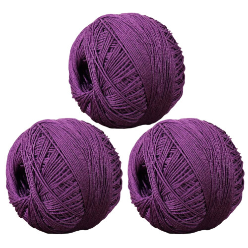 Mørkelilla bomulls-lin-garn3 ruller60 % bomull40 % lin