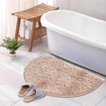 Tapis de bain antidérapant en chenille demi-rond, tapis absorbant l'eau, tapis d'entrée de salle de bain, tapis de chambre, tapis de salle de bain