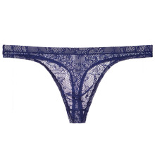 Men's lace thong underwear low waist blue 2XL