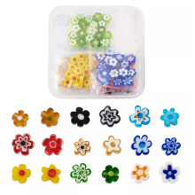 Perline di vetro Millefiori, distanziatori a forma di fiore, 180 pezzi, 6,4–9 mm