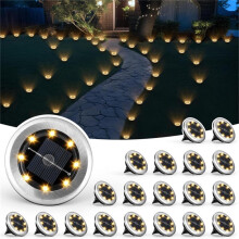 Outdoor Solar Ground Lights – Waterproof, LED Landscape Disk Lights for Pathway, Driveway, Garden, Yard, Patio, Deck – Dusk-to-Dawn