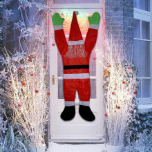 Grande décoration de Noël représentant un Père Noël grimpant, à suspendre à l'extérieur (toit, fenêtre, mur).