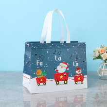 Sac cadeau de Noël pliable et portable de 32,5 x 25 x 17 cm (12,8 x 9,84 x 6,69 pouces) en tissu non tissé enduit, idéal pour les emballages