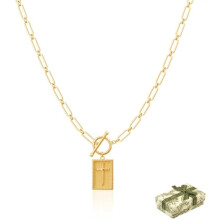 2026 New The Dainty Nail Cross Necklace, Cross Pendant Paperclip Chain Necklace, Paper Clip Cross-Necklaces for Unisex(Gold)