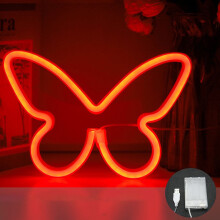 LED Neon Night Light – USB/3xAA Powered, 8-Pack Multi-Color Wall Decor for Bedroom, Dorm, Bar – 6 Styles (Blue, Warm White, Multicolor)
