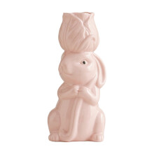 Ceramic Bunny Vase, Floral Bunny Flower Holder,Animal Figurine Planter for Living Room, Office & Home Decor