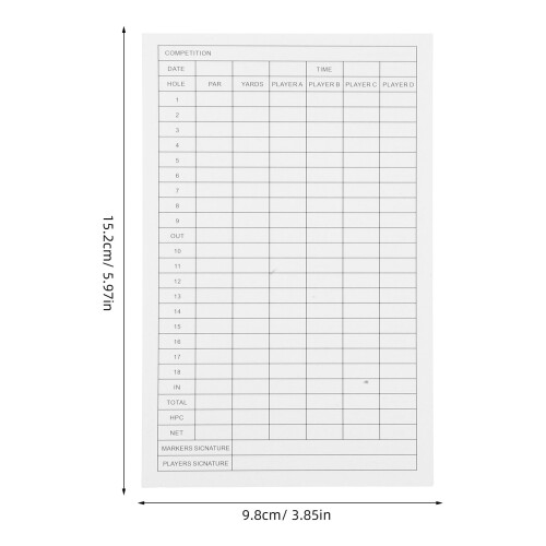 Golf Score Sheets Coated Paper 30 Pieces 1
