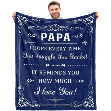 Couverture Papi 152 x 203 cm – Cadeau unique pour un anniversaire, la fête des pères, Noël ou Thanksgiving, offert par les petits-enfants –