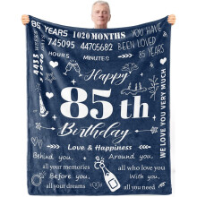 Deken met de tekst "85 jaar, gefeliciteerd met je verjaardag", verjaardagscadeau-ideeën voor vader, echtgenoot, opa, zachte deken, 76 x 102 cm