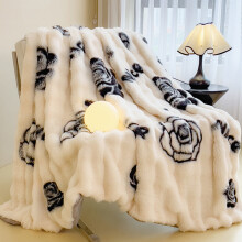 Bubble Rabbit Pattern Velvet Throw Blanket 150x200cm, Gradient Zipper Design, Soft Thick for Couch/Bed, Home Decor & Warmth