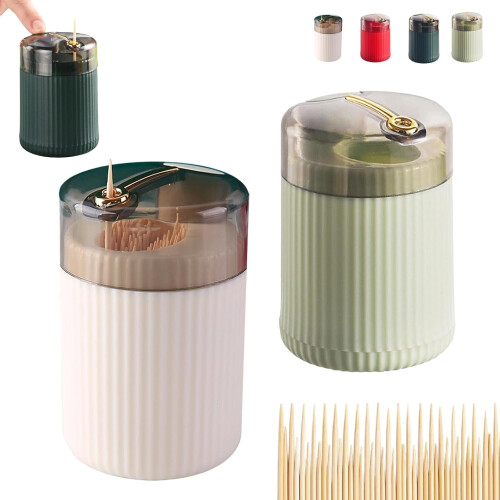 Pop-Up Automatic Toothpick Dispenser with Push-Button, Transparent Lid & Detachable Base – Includes 100 Toothpicks