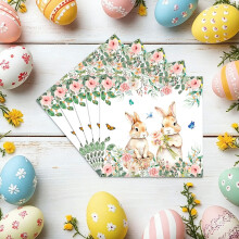 Easter Party Supplies Tableware Set - 20 Pc Disposable Plates, Cups & Napkins with Bunny & Egg Design for Holiday Gathering