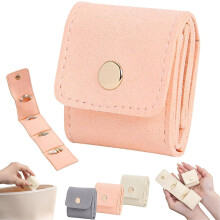 Mini Velvet Jewelry Bag with Snap Closure, Multi-Compartment Travel Pouch for Rings, Earrings & Necklaces
