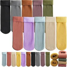 Luviess Fleece Cozy Socks, 5 Pairs Women's Mid-Calf Socks, Fleececozy Ultra Soft Velvet Slim Thermal Sock