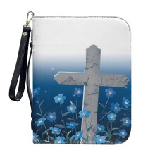 Forget-Me-Not PU Leather Bible Cover for Women & Men – Large 2XL, Detachable Wristlet Strap, Church Bag, Christian Art Gift, Compatible with