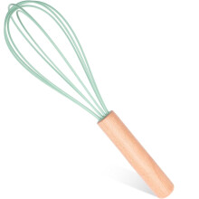 Silicone Whisk, Silicone Whisks with Wooden Handle, Whisks for Cooking, Heat Resistant Whisks for Non-Stick Cookware, Green