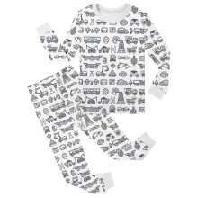 Conjunto de pijama infantil de Natal para colorir à mão, 2 peças, com desenhos animados natalinos, para colorir com canetinhas, branco, 5-6 anos.