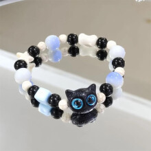 Cute Cat Couple Bracelet Imitation Crystal Braided Children Bracelets Charm Wristbands Fashion Jewelry Trendy Accessories