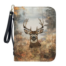 Forest Elk PU Leather Bible Cover for Women & Men – Lightweight, Portable with Detachable Wristlet Strap, Compatible with Standard Bibles