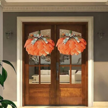Couronne de citrouilles 3D style ferme pour porte d'entrée, suspension automnale en toile de jute (2 pièces), compatible avec un décor de style