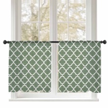 Moroccan Sheer Curtains 52"x45", Sage Green Geometric Farmhouse Voile Drapes, Rod Pocket, Light Filtering, 2 Panels, Compatible with Standard Rods
