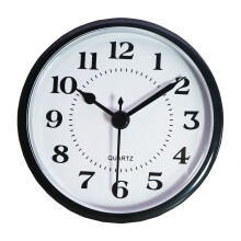 Inbouwmodel van een 3-1/2 inch (90 mm) kwartsklok met Arabische en Romeinse cijfers, kwartsuurwerk (zwarte rand), witte wijzerplaat.