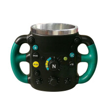 Mug en résine et acier inoxydable en forme de volant 3D – Tasse résistante et élégante pour café/thé, à utiliser à la maison, au bureau ou
