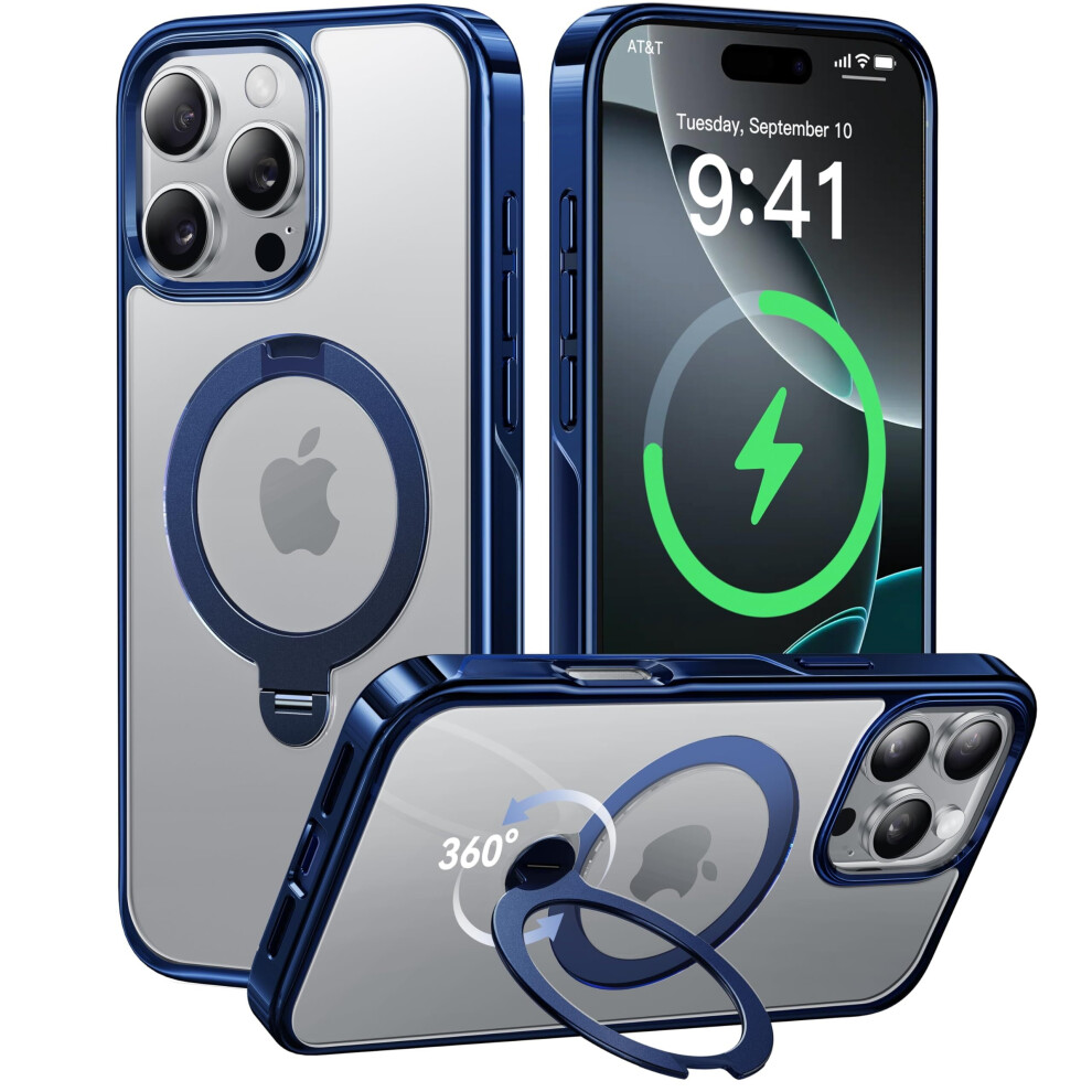 Desert Titanium Iphone 16 Pro Max Case With 360 Spin Magnetic Stand, Magsafe Compatible, 16Ft Military Protection, Rose Gold 9065194400297
