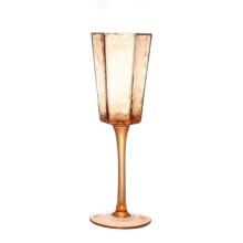 Rose Pink Champagne Flute Crystal Hexagonal 5.24 oz
