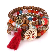 Hot-Selling Bohemian Ethnic Style Bracelet - Multi-Layer Wood Beaded Stretch Bracelet In Stock