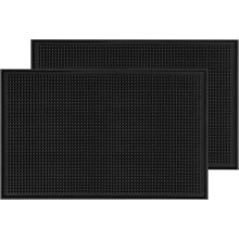 Rubber Bar Mat Set of 2 (18x12"), Non-Slip, Durable, Non-Toxic Spill Mats for Bars, Restaurants, Coffee Shops – Black
