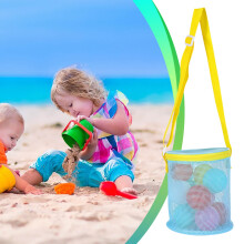 Large Mesh Beach Tote Bag with Zipper, Adjustable & Sandproof – Compatible with Shells, Pool Toys, Kids & Adults