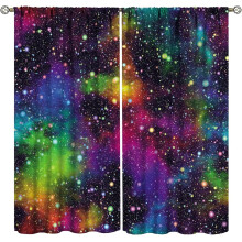 Rideaux Galaxy – Motif ciel étoilé et nébuleuse, à œillets, 2 panneaux (213 x 213 cm), pour salon, chambre, dortoir – Compatibles avec les