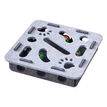 Interaktiv kattegravekasse med labyrint og 2 bjelleballer – mental stimuleringsleke for kattunger og katter, 28 x 28 x 7 cm, grå