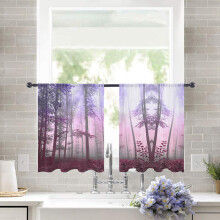 Voilages 52 po x 54 po, violets, filtrant la lumière, avec passe-tringle, 2 panneaux – Compatibles avec les tringles standard