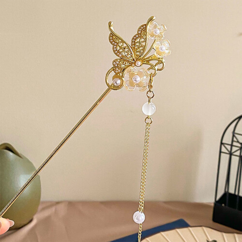 (2) Chinese Tassel Hair Sticks - Fan Shape 2