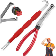 2-in-1 Auto Terminal Connector Separator Tool – Straight & Bent Head Disconnect Pliers, Durable Steel, Anti-Wear, Non-Slip Grip