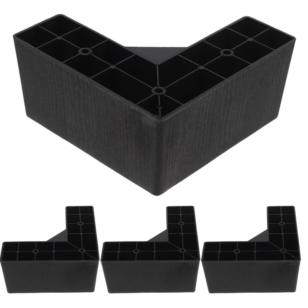 4Pcs Black Plastic Sofa Legs And Bed Risers For Furniture Lifting With Floor Protection 9065194397351