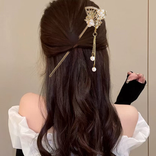 (6) Chinese Tassel Hair Sticks - Fan Shape