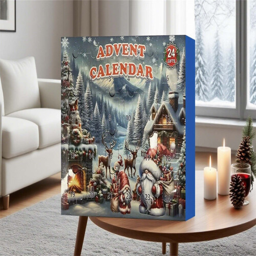Ημερολόγιο Gnome Advent 2025, 24 συλλεκτικές κούκλες Gnome από ρητίνη, αντίστροφη μέτρηση 2