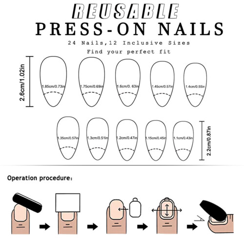 Star Print Pink Fake Nails - Smooth Edge 2